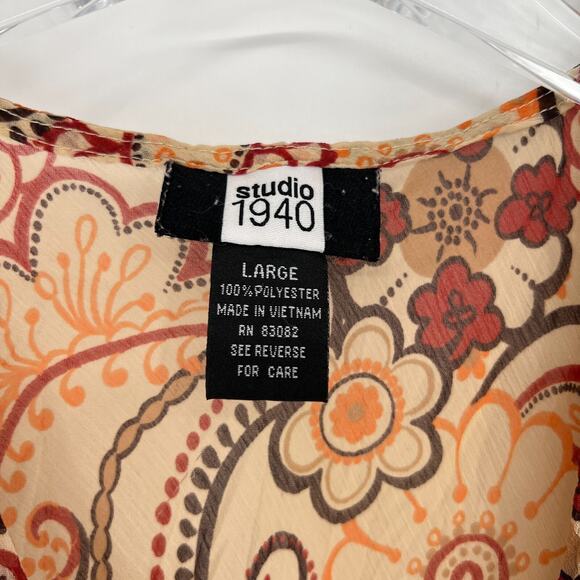 Vtg Studio 1940 Top Womens L Empire Waist Y2K 90s Floral Boho Fairy Hippie - Picture 4 of 8